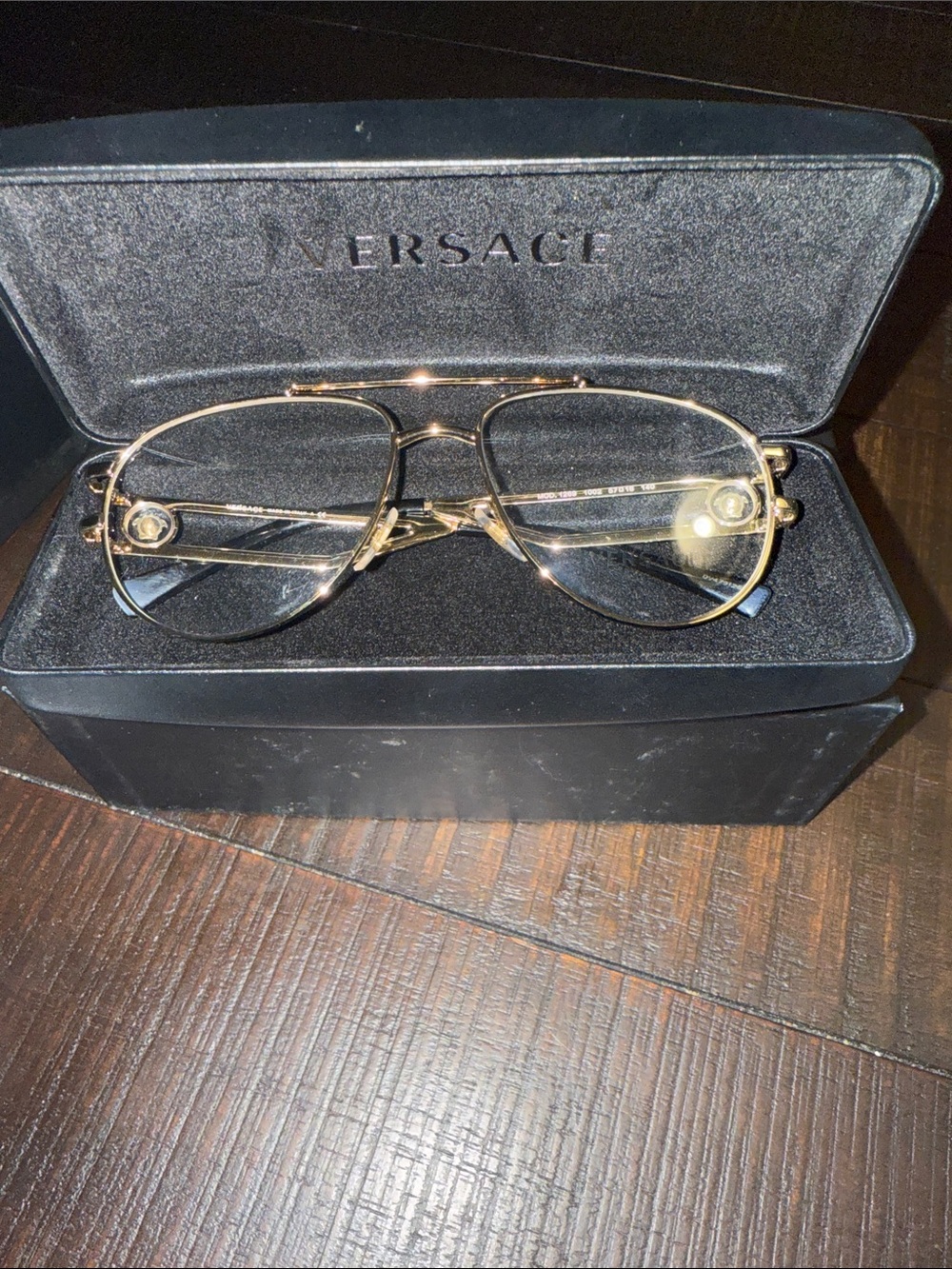 Versace Men’s Gold Metal Aviator Eyeglasses with Black Accents New new❤️